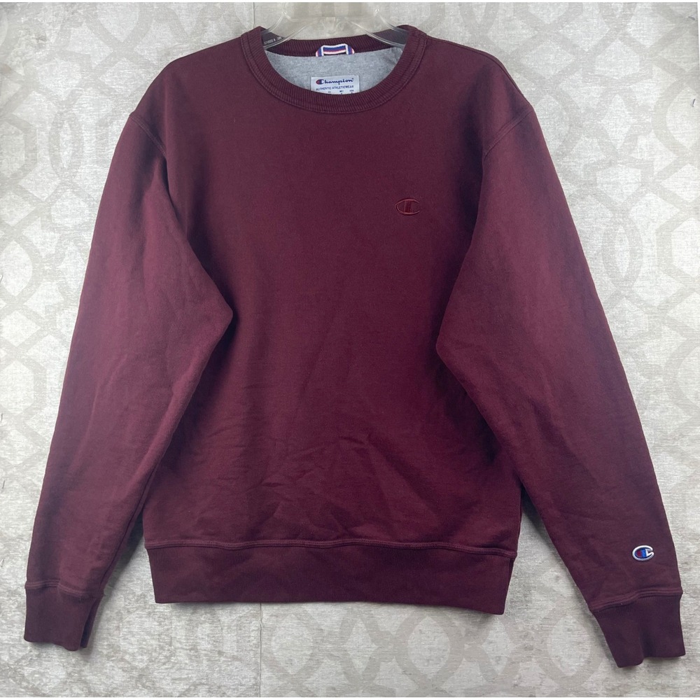 Champion Authentic Athleticwear Mens Medium Maroon Crewneck Sweatshirt S Cotton